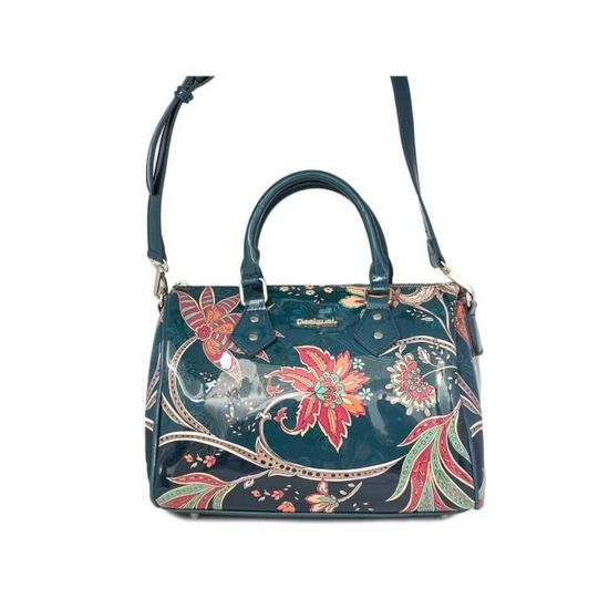 Desigual Sac Femme Bowling Noir vernis Fleur Rouge 18WAXO09