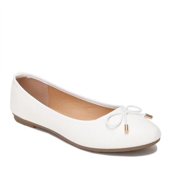 Ballerines blanches avec n ud bouts dor s Blanc Cdiscount