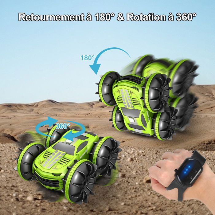 Vubkkty Voiture télécommandée 4WD 2,4 GHz RC Cars avec lumières Rot