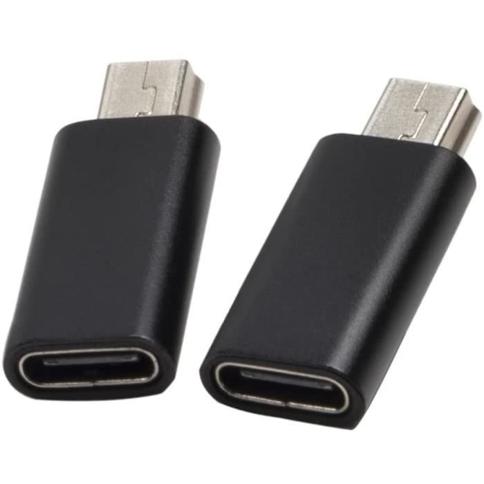 Adaptateur USB C vers Mini USB (Pack de 2), Seminer Type C