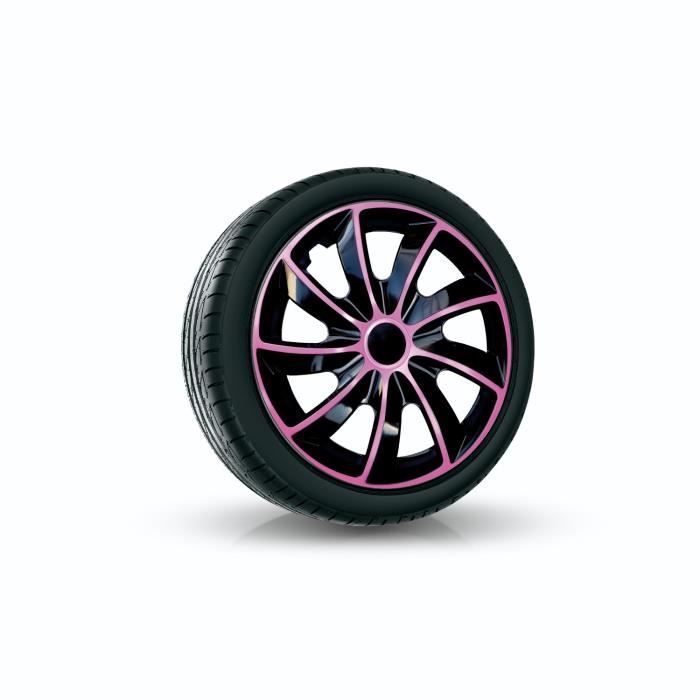 Enjoliveurs de roue pour jantes en acier NRM Quad Bicolor Jeu de 4  enjoliveurs bicolores Plastique ABS (noir/rose 14) - Cdiscount Auto