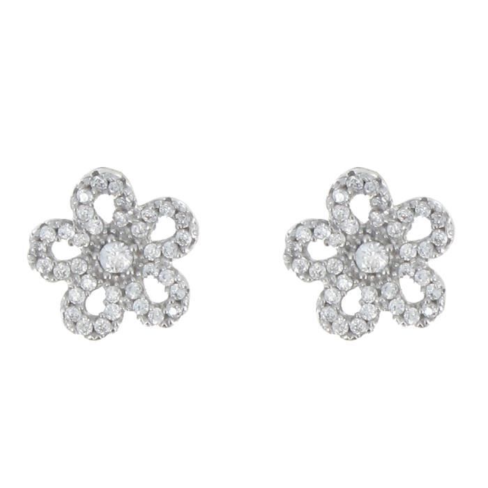 Boucles d'oreilles enfant marguerite en argent | D'Or et d'Argent