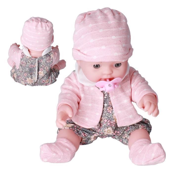 Poupée Bébé Festfun 30 Cm Avec Vêtement, Chapeau, Foulard Et Biberon – Corps Souple, Yeux Bleus – Cadeau Enfant Dès 3 Ans