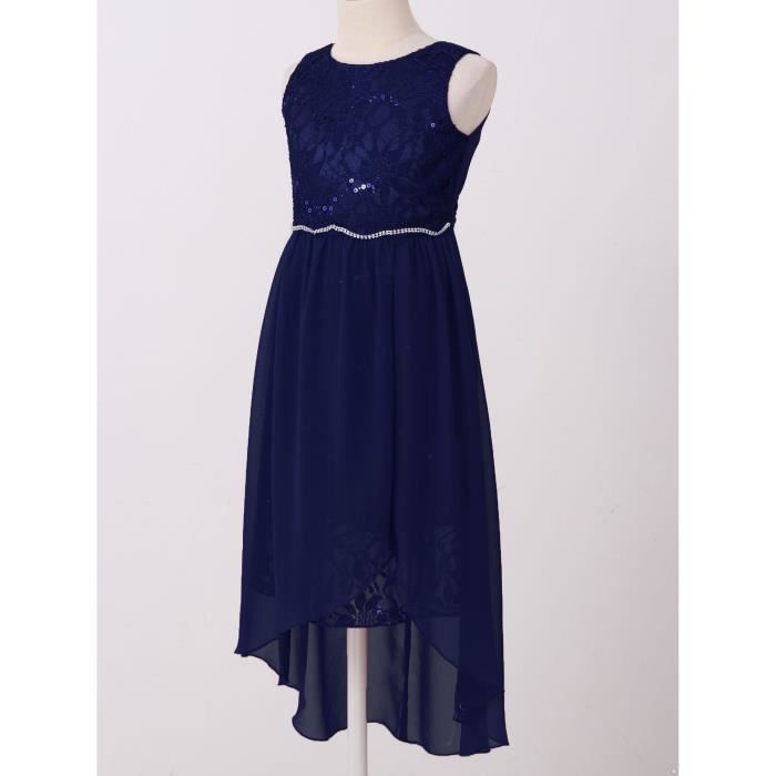 Freebily Enfant Fille Robe de Soiree Longue Paillettes Robe d Anniversaire Ceremonie Mariage Fille Sans Manches Fete 4 16 Ans Bleu marine Cdiscount Pret a Porter