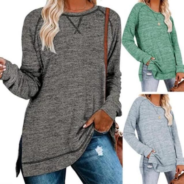 Pull Femme Chic Tee Shirt Manche Longue Hiver Chemisier Mariniere