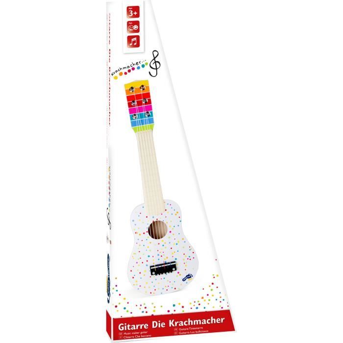 Musique Enfant Guitare Enfant Small Foot 10382 - Instrument Musique Bois 6 Cordes Coloré 53cm