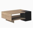 SYMBIOSIS Table basse KUBE vintage mélaminée décor chêne et noir - L 89 x l 67 cm-2