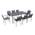 Ensemble table de jardin rectangulaire et 8 chaises avec accoudoirs en métal - Collection Palavas-2