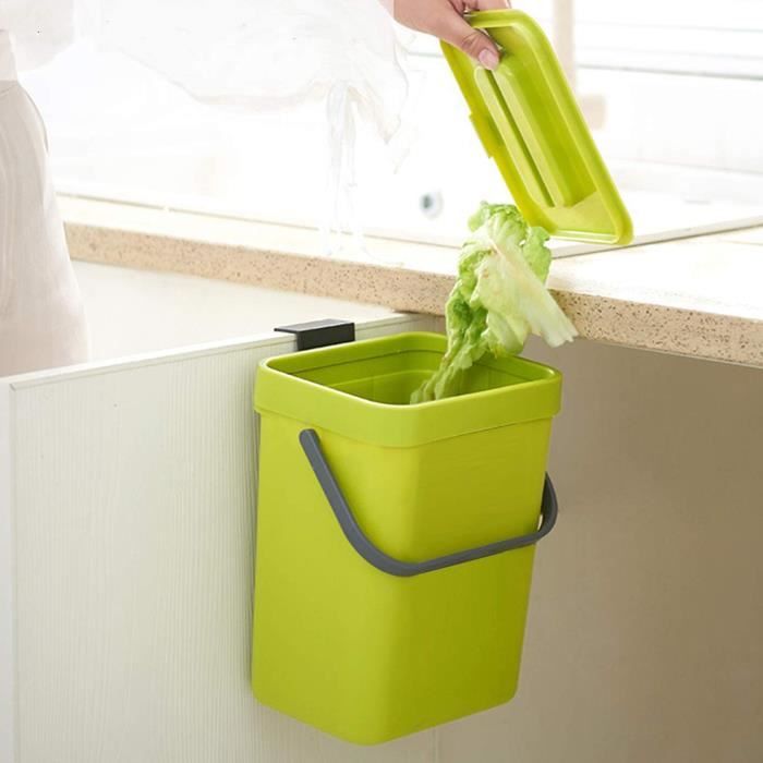 Petite poubelle à compost d'intérieur avec couvercle pour cuisine et plan  de travail 5 litres Vert A : : Cuisine et Maison