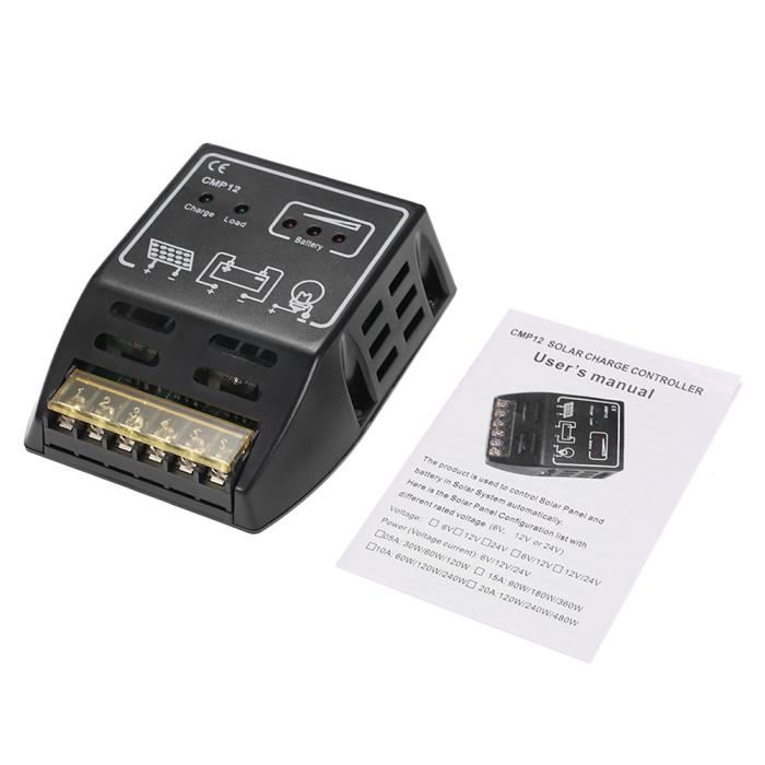 Kit Solaire Solartronics 20A – Régulateur PWM, Câbles, Pour 2 Modules Batterie 12V/24V