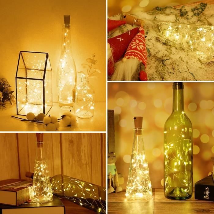 Lampe Bouchon De Bouteille LED Rechargeable - Guirlande Lumineuse Ambiance Soirée, Noël, Décoration