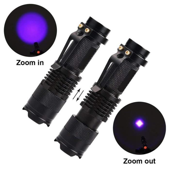 Torche UV LED Noir Lumière Lampe torche ultraviolette 395nm Lumières, Chien/Chat Détecteur d