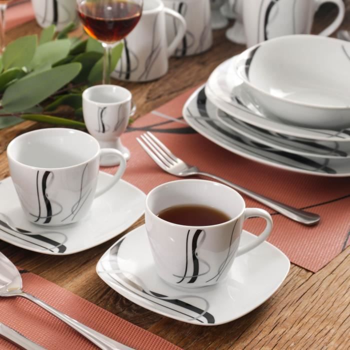 Veweet Porseleinen 6-delige set borden 'Fiona', diameter 24,7 cm, aanvulling op het tafelservies 'Fiona', eetborden voor 6 personen