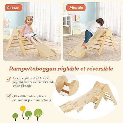 Cadre à Grimper Pliant Montessori Arche Escalade Enfants Avec Toboggan Et Rampe - Aire De Jeux Intérieure