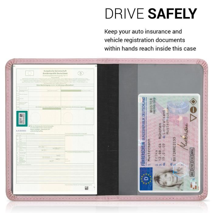 kwmobile Porte permis de Conduire Carte Grise avec Compartiments Cartes  Passeport - Étui Portefeuille de Protection en Simili Cuir Blanc-Noir