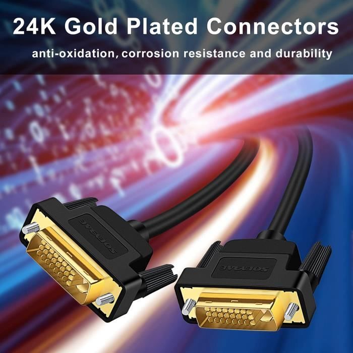 Câble DVI Vers HDMI Bidirectionnel 1,5 M - 4K Compatible, Plaqué Or, Pour Projecteur, PC, TV, Ordinateur Portable