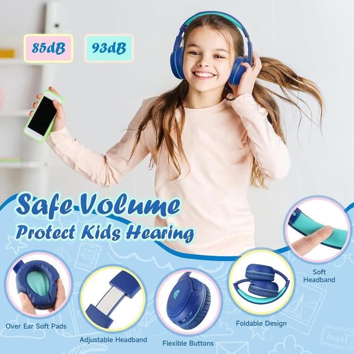 Casque Bluetooth sans Fil pour Enfant 3-12 Ans, Casque Audio