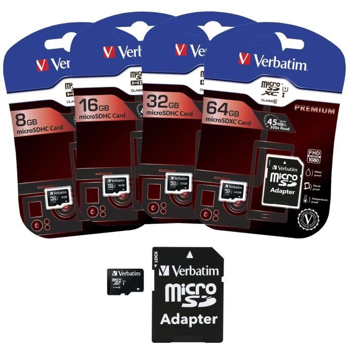 Carte Mémoire MicroSD 8 Go + Adaptateur SD - Haute Vitesse, Full HD, Résistante (Eau, Chocs, Température) - Pour Appareils Photo, Caméras, Téléphones