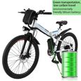 VTT 26 pouces Vélo électrique de montagne pliable avec batterie au Lithium-Ion - EU prise - blanc-3
