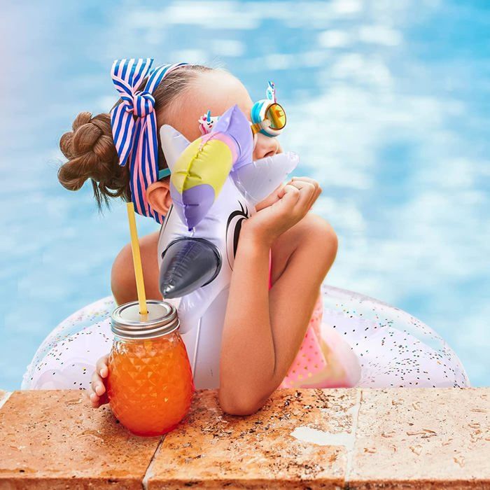 Anneau De Natation Licorne Gonflable NVEES, Jouet De Piscine Gonflable Transparent Flotteur Gonflable De Chaise Longue De Licorne Pour Enfants Et Adultes 51371 B