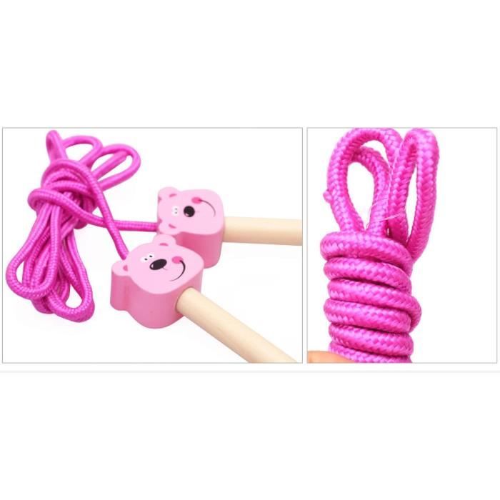 Corde à sauter pour enfants, réglable, 2,6 m, corde à sauter réglable avec  poignée en bois, corde à sauter pour enfants avec poignée en bois de dessin  animé, corde à sauter 
