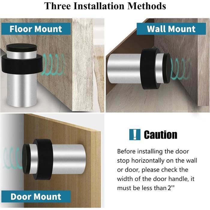 3 Butées De Porte Nickelées Pour Plinthe - 80mm De Long - Sans Marque