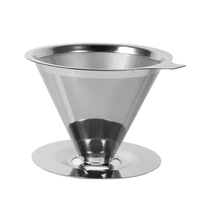 Filtre à Café Réutilisable En Acier Inoxydable 304 - Filtre Cone Portable Avec Gobelet - Pour Café Et Thé