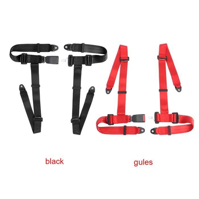 Lot De 4 Clips Ceinture De Sécurité Cuir PU Premium - Ajusteurs Universels Confort Automobile Noir