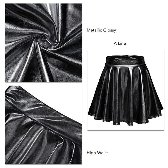 Jupe plissée noir brillante sale