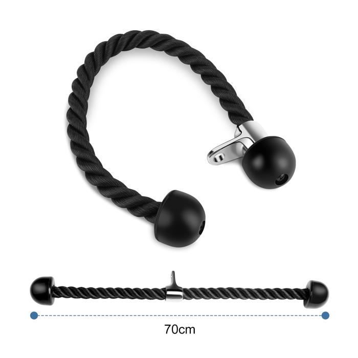 Corde Triceps En Nylon Pour Machine à Câbles, 90 Cm, Poignées Antidérapantes, Pivot Métallique, Pour Musculation Des Bras, Dos Et épaules
