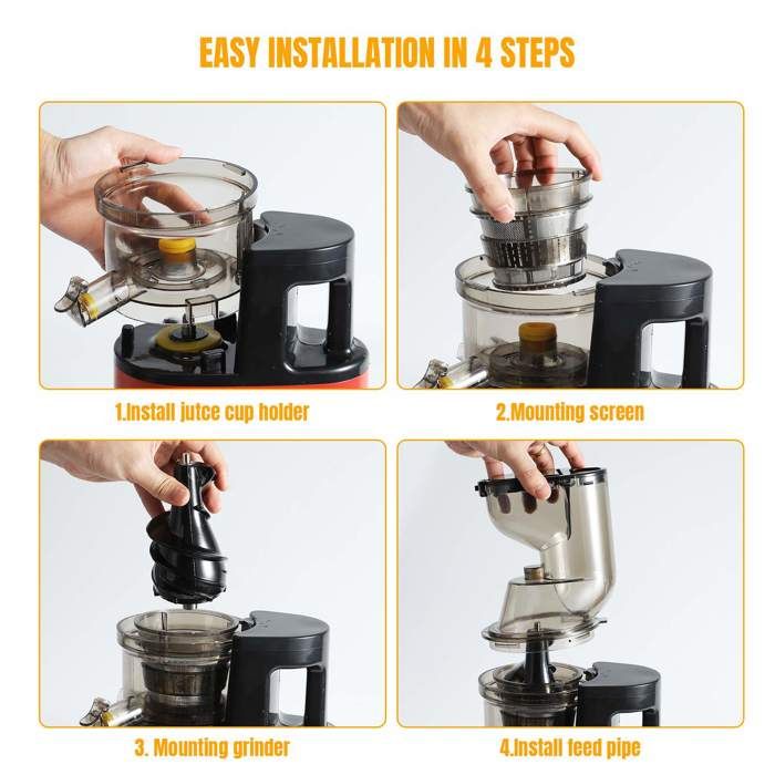 Extracteur De Jus AAOBOSI Ouverture 110mm - Presse Fruits Légumes Lente Avec Fonction Inverse - Sans BPA