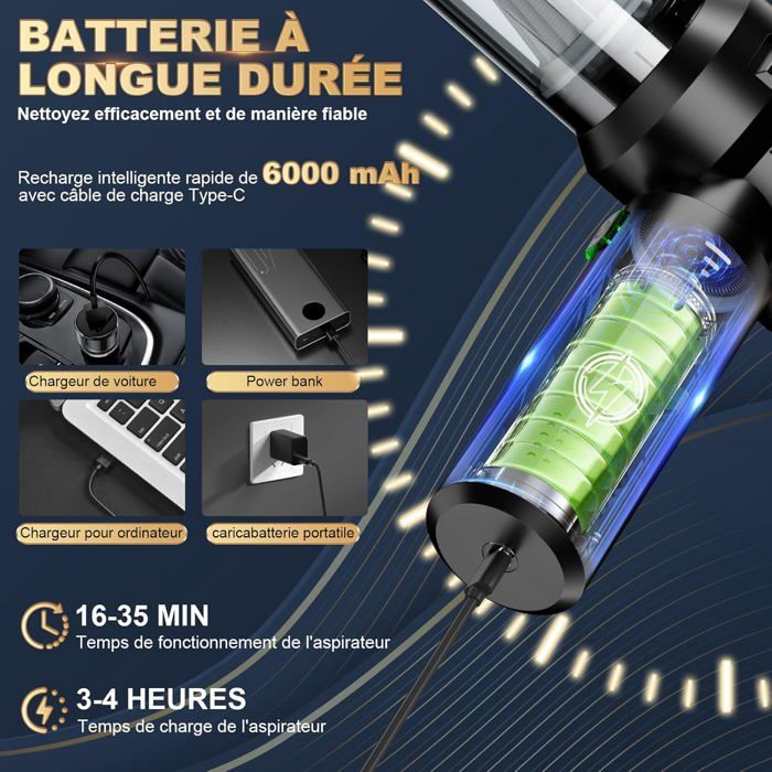 Aspirateur à Main sans Fil 13000Pa 100W Aspirateur de Table sans Fil Aspirateur à Main sans Fil 13000Pa 100W Aspirateur de Table sans Fil