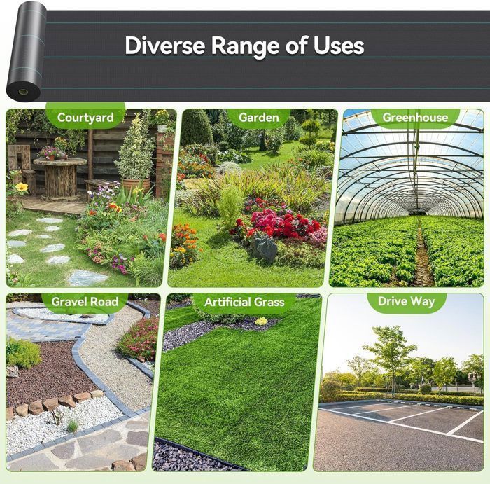 Membrane Géotextile Anti-mauvaises Herbes 4x10 M - Pour Jardin, Allées, Bordures, Perméable Et Résistante