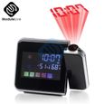 Horloge,Horloge de Projection numérique LCD couleur créative, réveil, thermomètre, humidité, hygromètre, projecteur de - Type Black-0