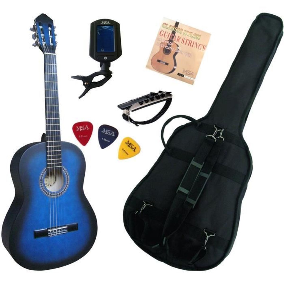 Choix coloris Pack guitare /électrique Finition mat et Accessoires Guitare et 5 Accessoires, Bleu Mat