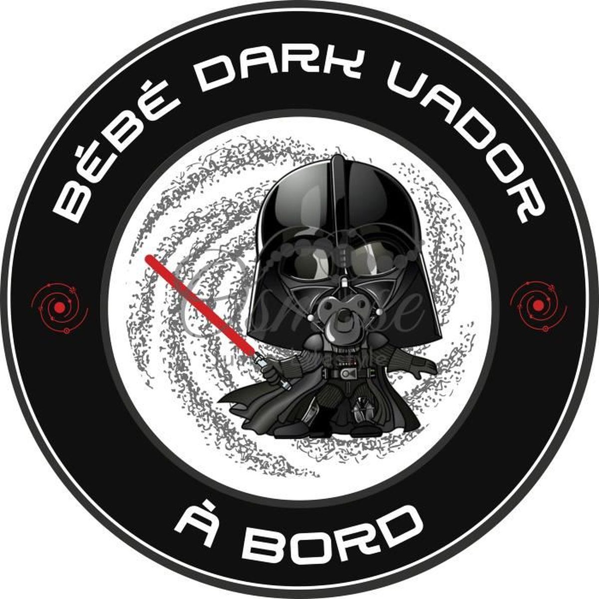 Sticker Bébé à Bord Dark Vador 20 Cm – Noir, Facile à Poser Sur Voiture
