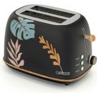 Grille Pain Caprizze Kaito avec Double Fente Extra Large 6 Niveaux de Grill Décoration Florale et Effet Bois Noir Mat