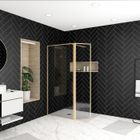 AURLANE Paroi de Douche avec Volet Pivotant 90+40x200 cm - Finition Or Doré Brossé - GOLDY CONTOURING