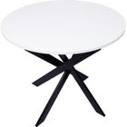 SKRAUT HOME Table à manger ronde, Ø90x77cm, 4 personnes, Couleur blanc mat, Pieds métalliques noir laqué mat, RF1934