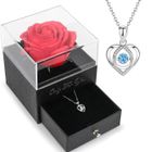 YIKXIULF Rose Eternelle-Rose Eternelle avec Collier Coeur, Collier Femme Pendentif de Amour - Cadeau pour Femme,Maman,Saint Valentin