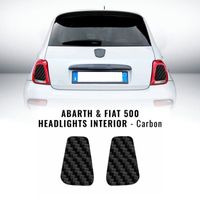 Autocollants Stickers Intérieurs Phares Abarth et Fiat 500, Carbone, Droite et Gauche