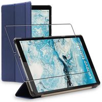 ebestStar ® pour Lenovo Tab M8 2021 (3rd gen), M8 HD 2020 - Housse PU SmartCase + Film protection écran en VERRE Trempé, Bleu Foncé