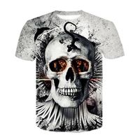 T-shirt Punk,T-shirt homme-femme, estival et gothique, avec tête de mort, rock, cool, en 3D, punk, imprimé, noir