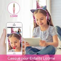 Casque d'écoute Licorne pour Enfants - USIFUL - Fille - Rose - Protection auditive - Confortable - Portable