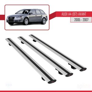 Barres De Toit Aluminium Gris Pour Audi A4 (B7) Avant 2005-2007 - Modèle FLY - Portée Jusqu'à 75 Kg (véhicule En Mouvement)