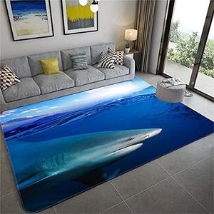 TAPIS Tapis Imprimé 3D Motif Requin - Garçon Chambre - 60x90cm - Multicolore - Bleu - Enfant