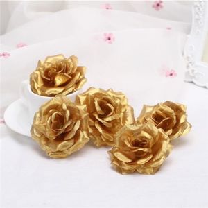 FLEUR ARTIFICIELLE Or - Roses artificielles dorées en soie, 12 pièces