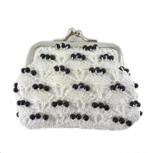 Porte-monnaie Vintage Perles Rouge, Noir, Blanc – Pochette Perles – Occasion