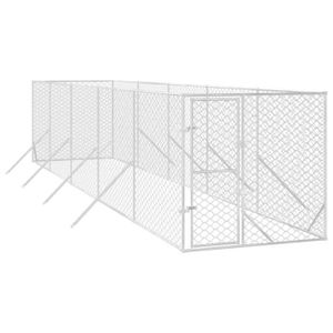 ENCLOS - CHENIL Chenil d'extérieur pour chiens argenté 2x10x2 m acier galvanisé - SALUTUYA - BD0227