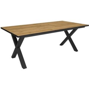 Table à manger bois chêne pieds métal noir L230 Madison